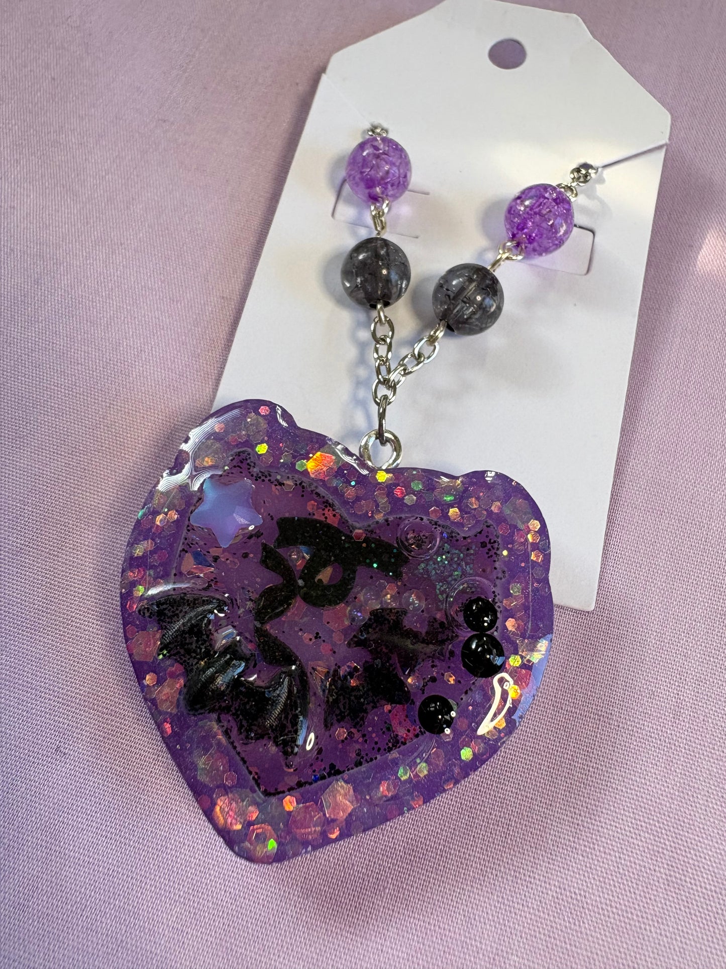 Violet heart shaker necklace