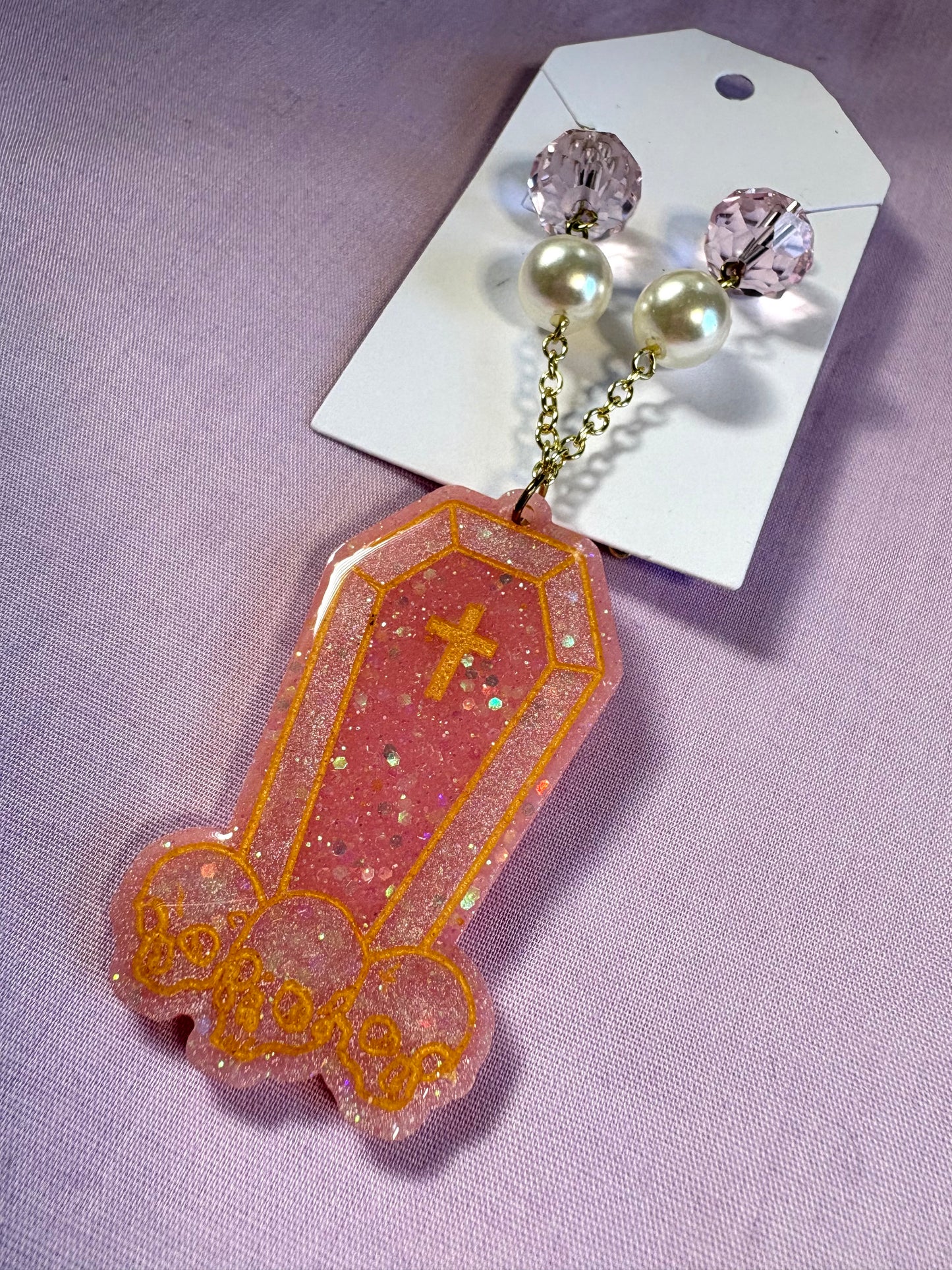 Rose gold coffin necklace