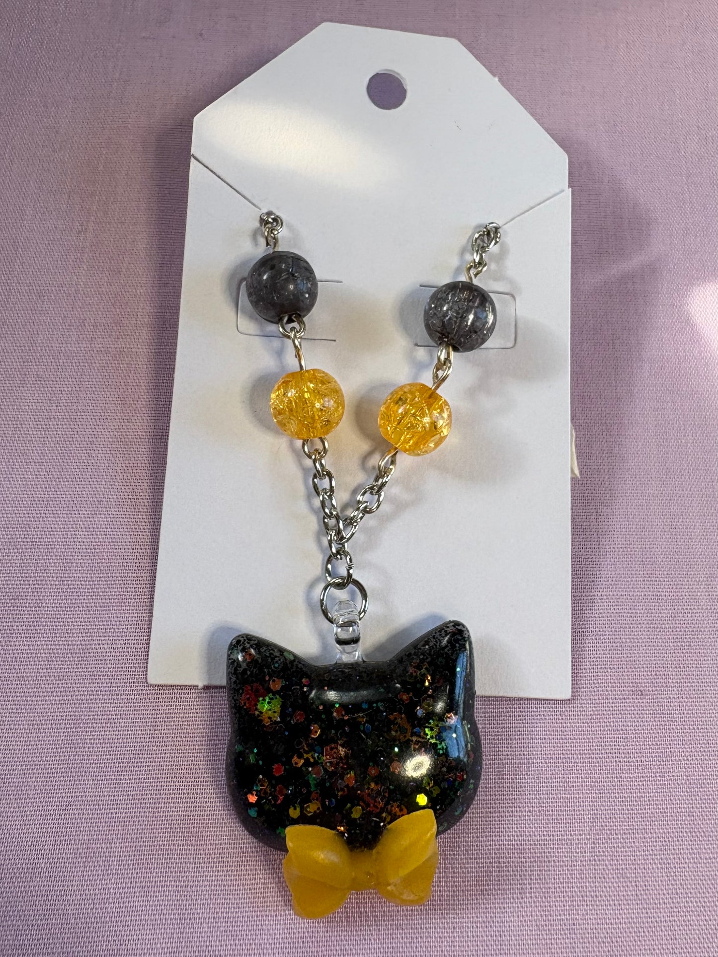 Halloween dapper cat necklace