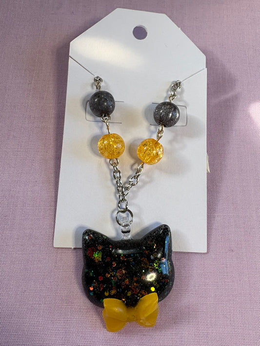 Halloween dapper cat necklace