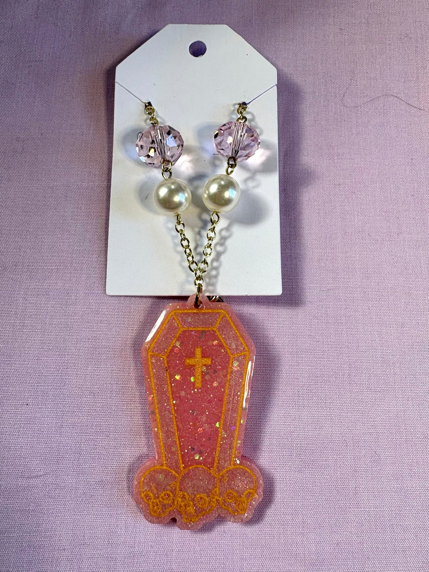 Rose gold coffin necklace