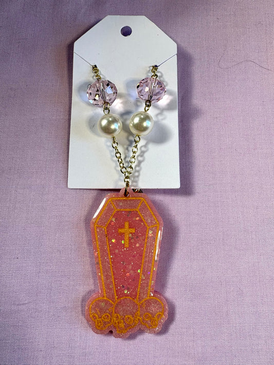 Rose gold coffin necklace