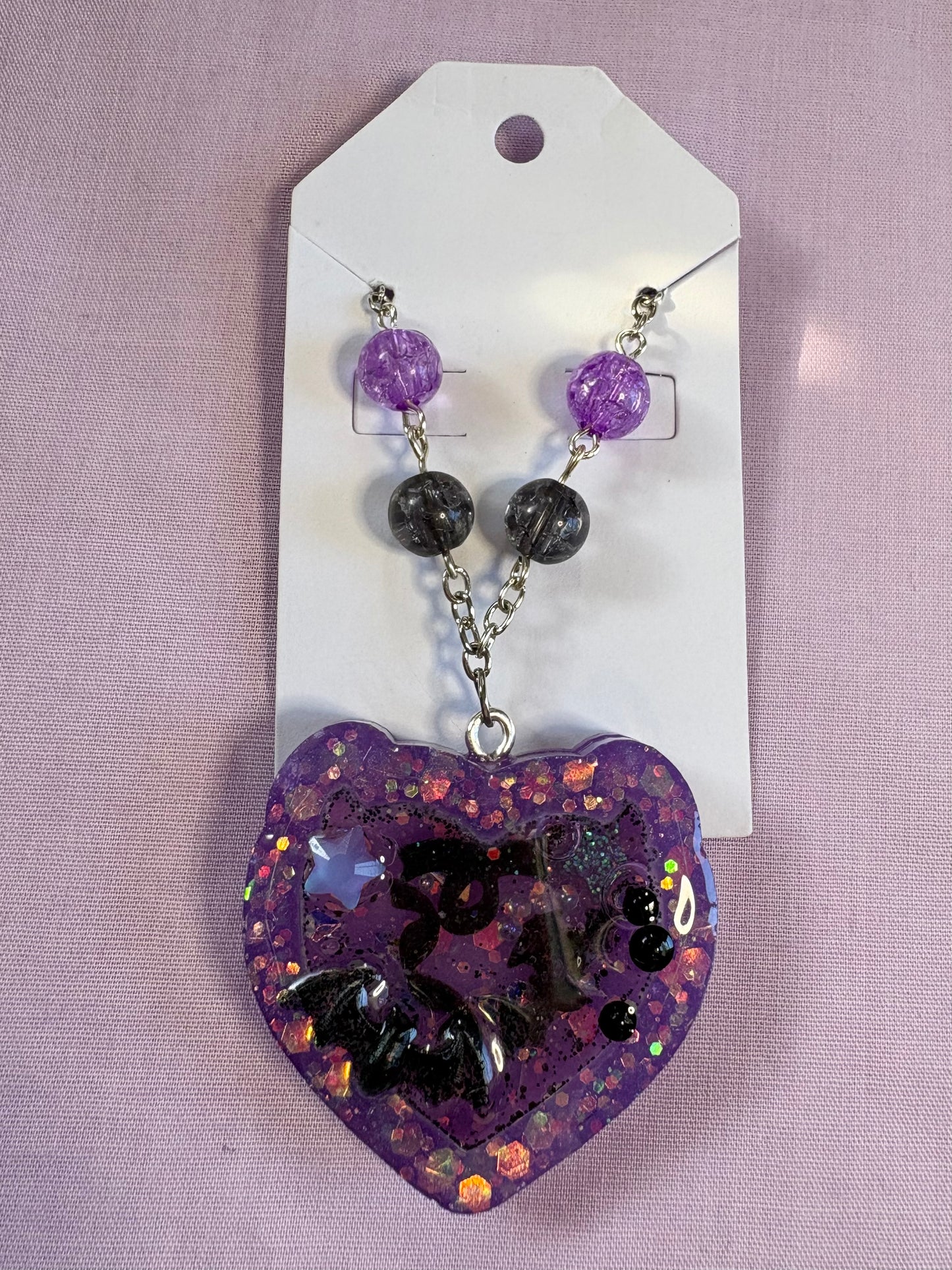Violet heart shaker necklace