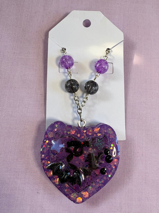 Violet heart shaker necklace
